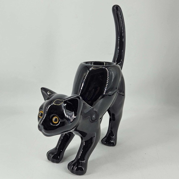 PartyLite Other - Retired Party Lite Black Cat Halloween ceramic Tea Light Candle holder